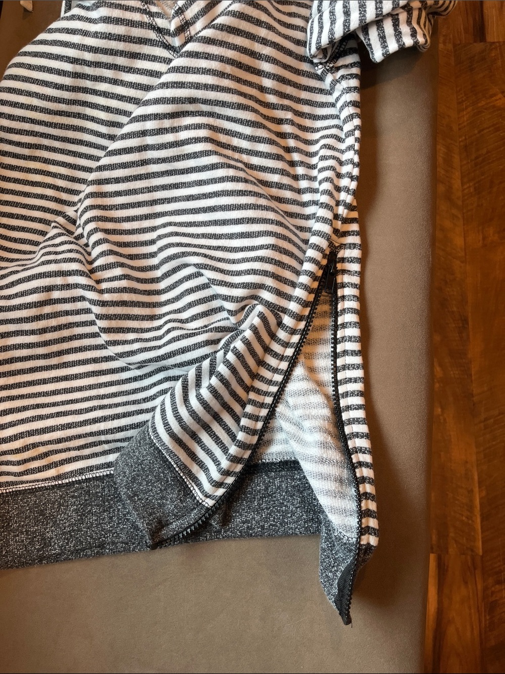 Bobbie Brooks Plus Size Gray & White Striped Hoodie - Picture 4 of 7